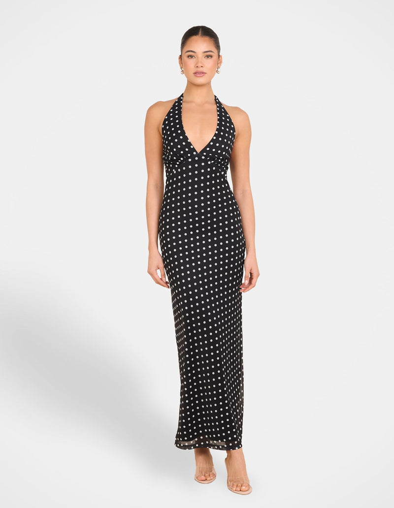 Oscar Dot Mesh Maxi Dress