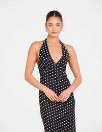 Oscar Dot Mesh Maxi Dress