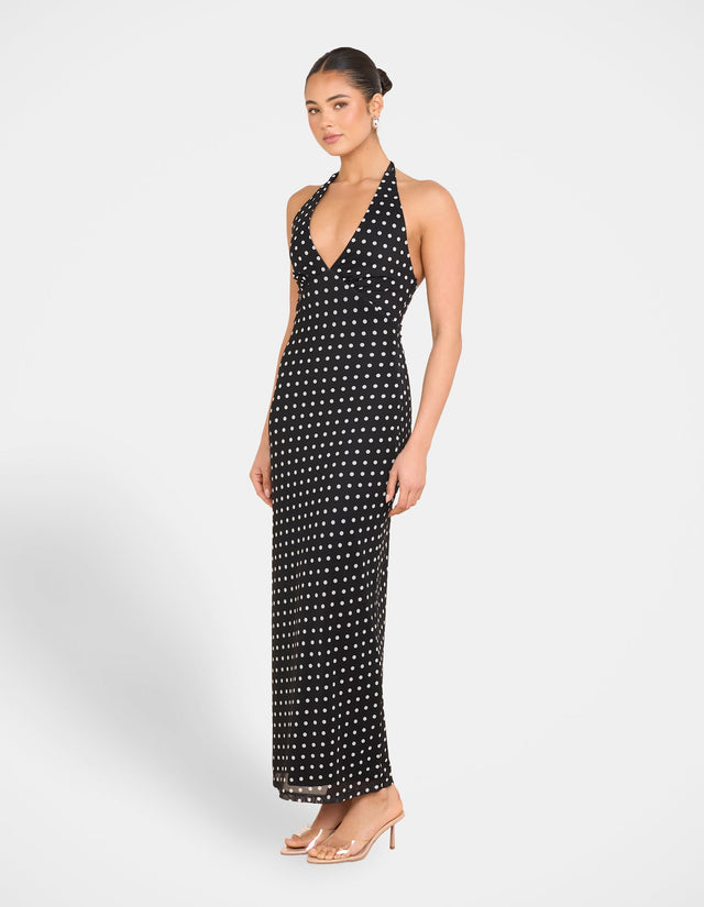 Oscar Dot Mesh Maxi Dress