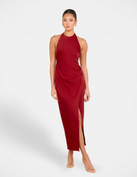 Niala Halter Satin Maxi Dress