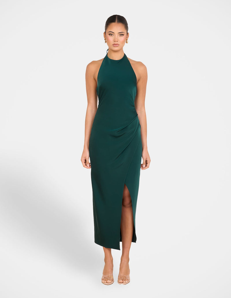 Niala Halter Satin Maxi Dress