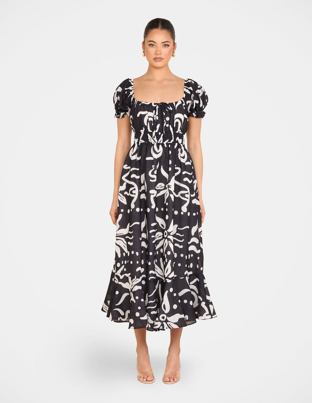 Yana Puff Sleeve Midi Dress