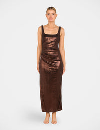 Emma Metallic Square Neck Gown