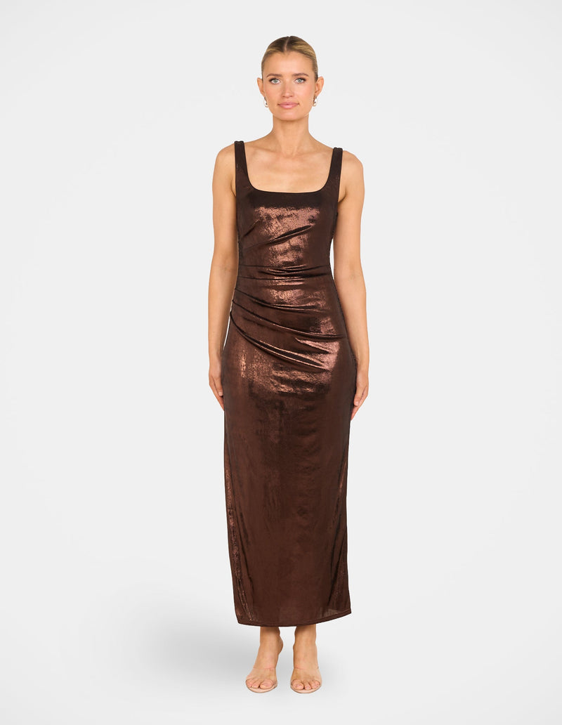 Emma Metallic Square Neck Gown