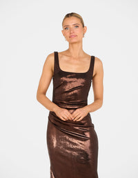 Emma Metallic Square Neck Gown