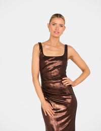 Emma Metallic Square Neck Gown