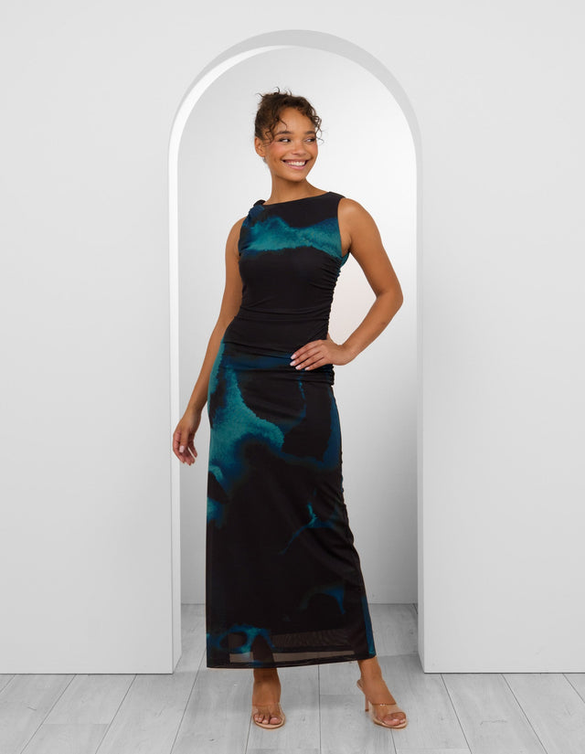 Nandini Twist Mesh Maxi Dress