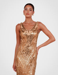 Jordana V-neck Sequin Dress