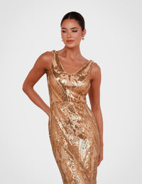 Jordana V-neck Sequin Dress
