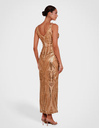 Jordana V-neck Sequin Dress