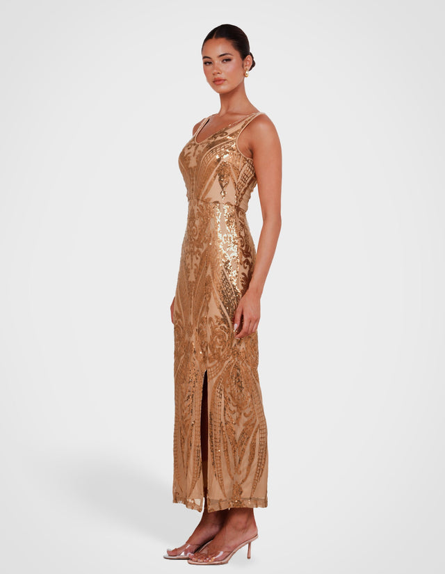 Jordana V-neck Sequin Dress