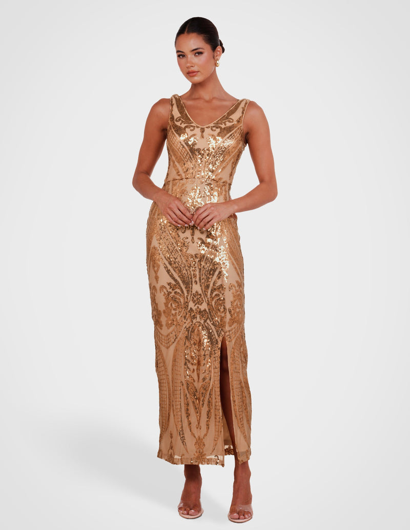 Jordana V-neck Sequin Dress