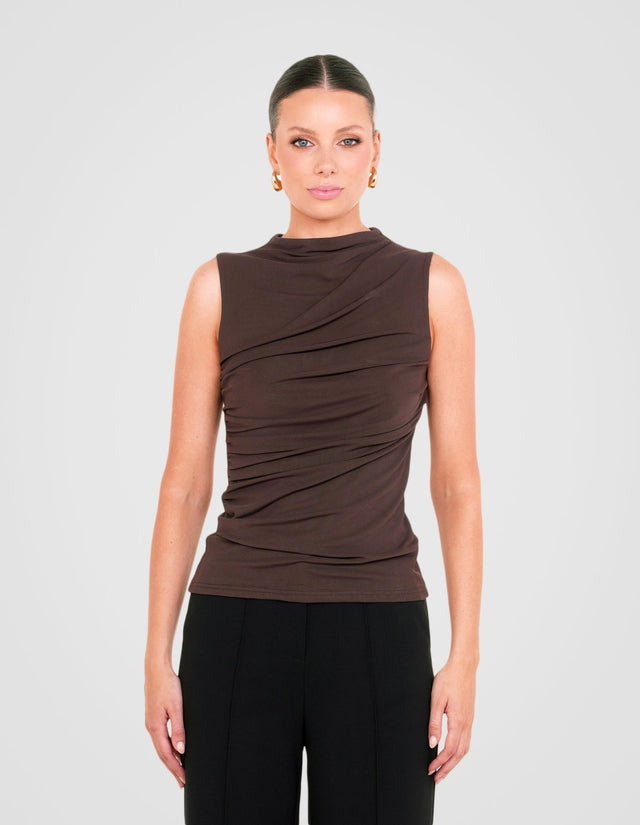 Greco Gathered Mesh Top