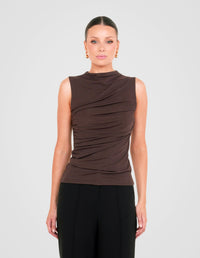 Greco Gathered Mesh Top