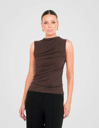 Greco Gathered Mesh Top