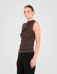 Greco Gathered Mesh Top