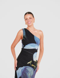 Paris Printed Mesh Maxi Dress