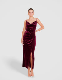 Lauren Cowl Velvet Maxi Dress