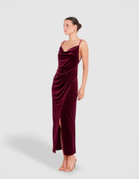 Lauren Cowl Velvet Maxi Dress