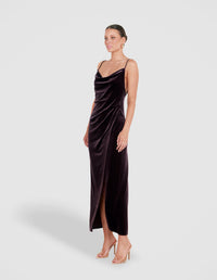 Lauren Cowl Velvet Maxi Dress