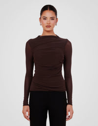 Louiza Gathered Mesh Top