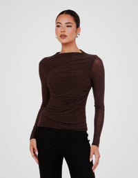Louiza Gathered Mesh Top