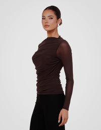 Louiza Gathered Mesh Top