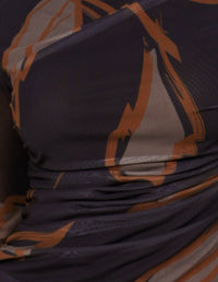 Mae Gathered Printed Mesh Top
