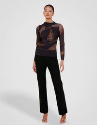 Mae Gathered Printed Mesh Top