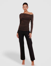 Vera Boat Neck Metallic Top