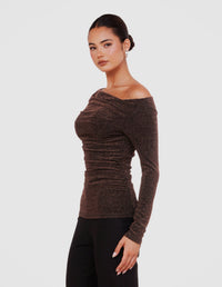 Vera Boat Neck Metallic Top
