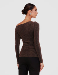 Vera Boat Neck Metallic Top