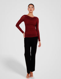 Winnie Boat Neck Mesh Top