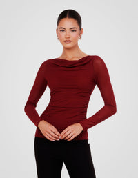 Winnie Boat Neck Mesh Top