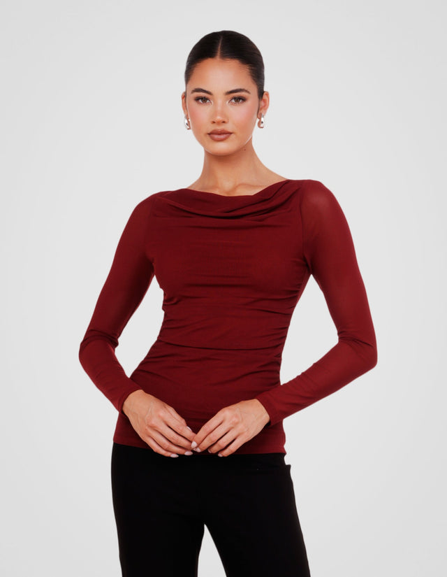 Winnie Boat Neck Mesh Top
