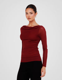 Winnie Boat Neck Mesh Top