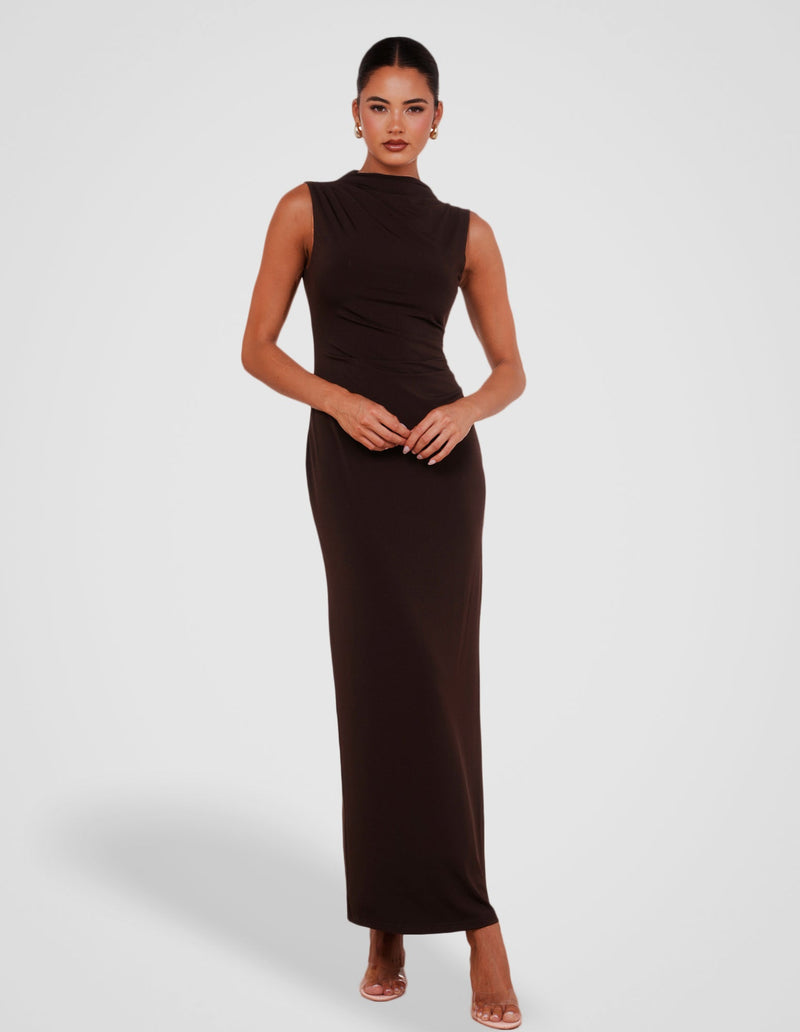 Zaylee High Collar Maxi Dress