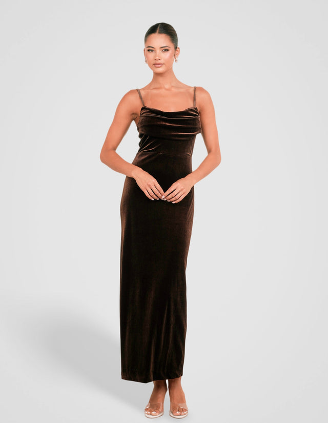 Berlin Cowl Neck Velvet Gown