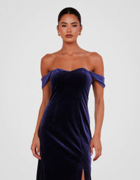 Olive Off Shoulder Velvet Gown