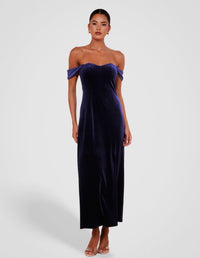 Olive Off Shoulder Velvet Gown