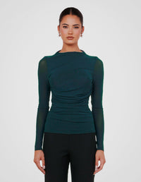 Louiza Gathered Mesh Top