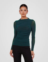 Louiza Gathered Mesh Top