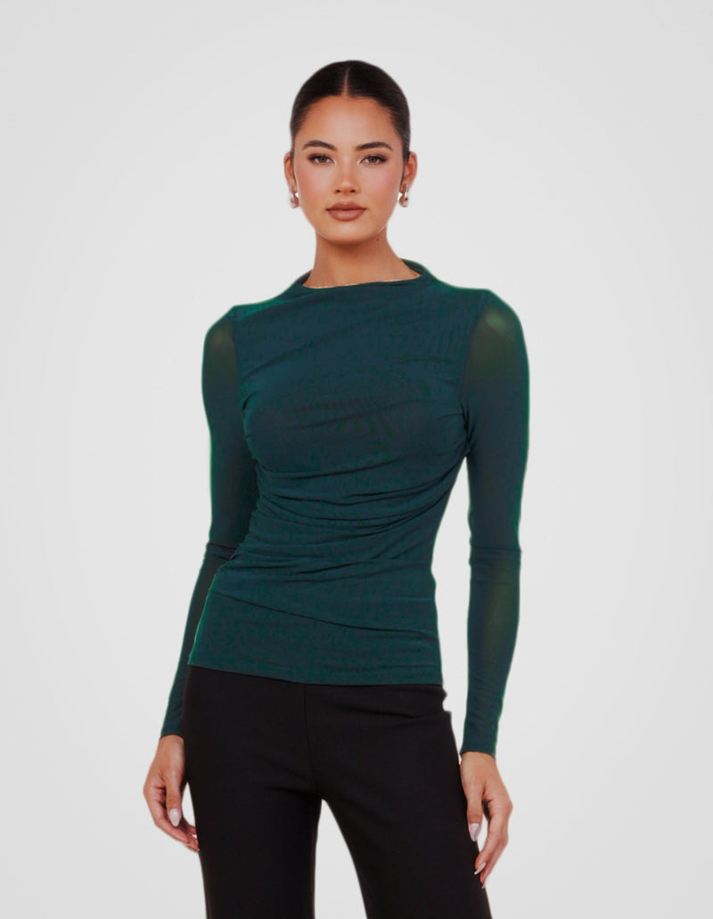 Louiza Gathered Mesh Top