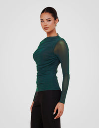 Louiza Gathered Mesh Top