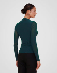 Louiza Gathered Mesh Top