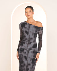 Qadira Asymmetric Neck Dress