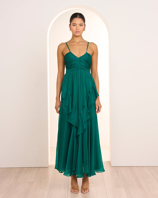 Janita Ruched Frill Dress