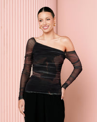 Gaelle Off Shoulder Mesh Top