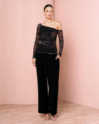 Gaelle Off Shoulder Mesh Top