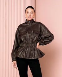 Jyn Cinch Waist Leather Jacket
